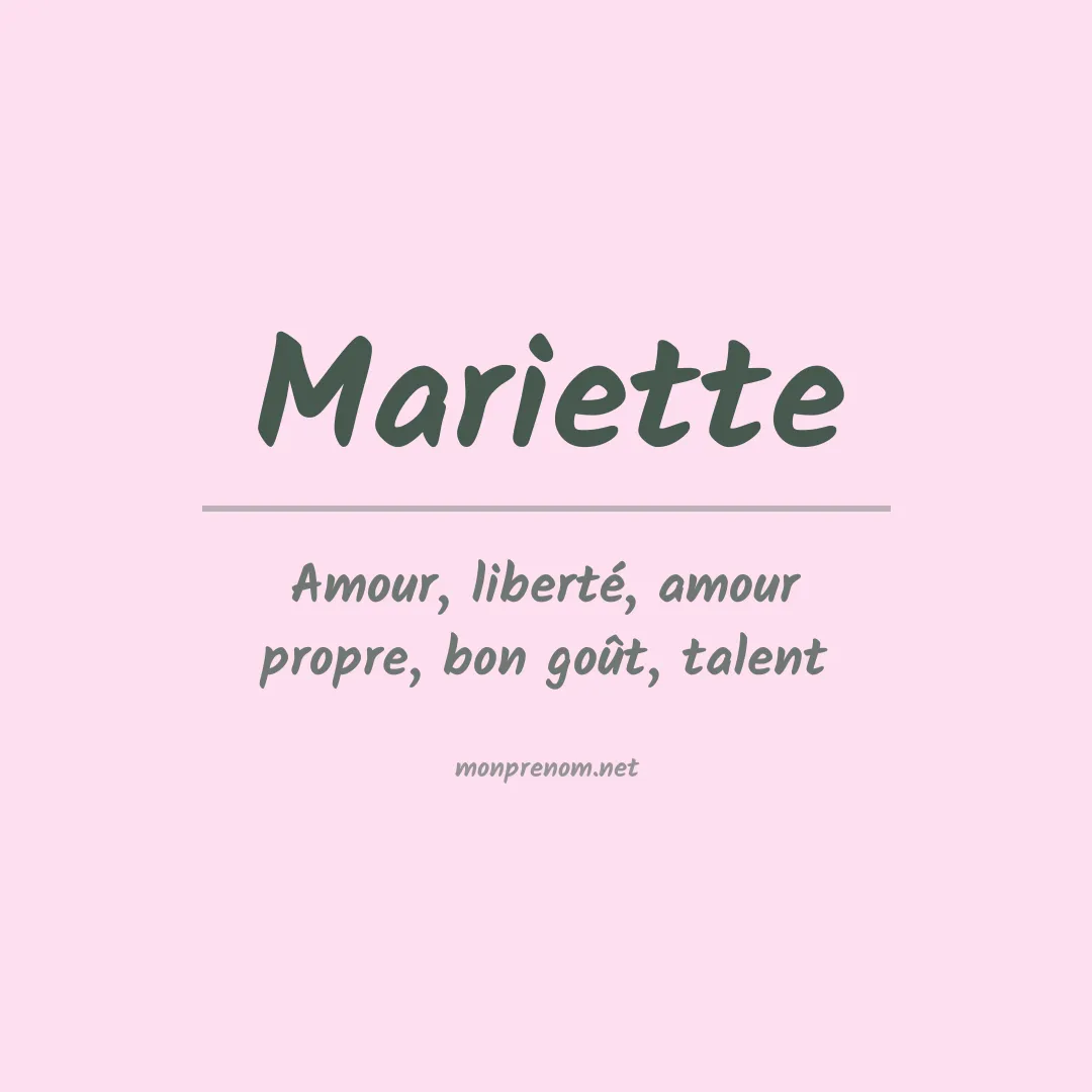 Signification du Prénom Mariette