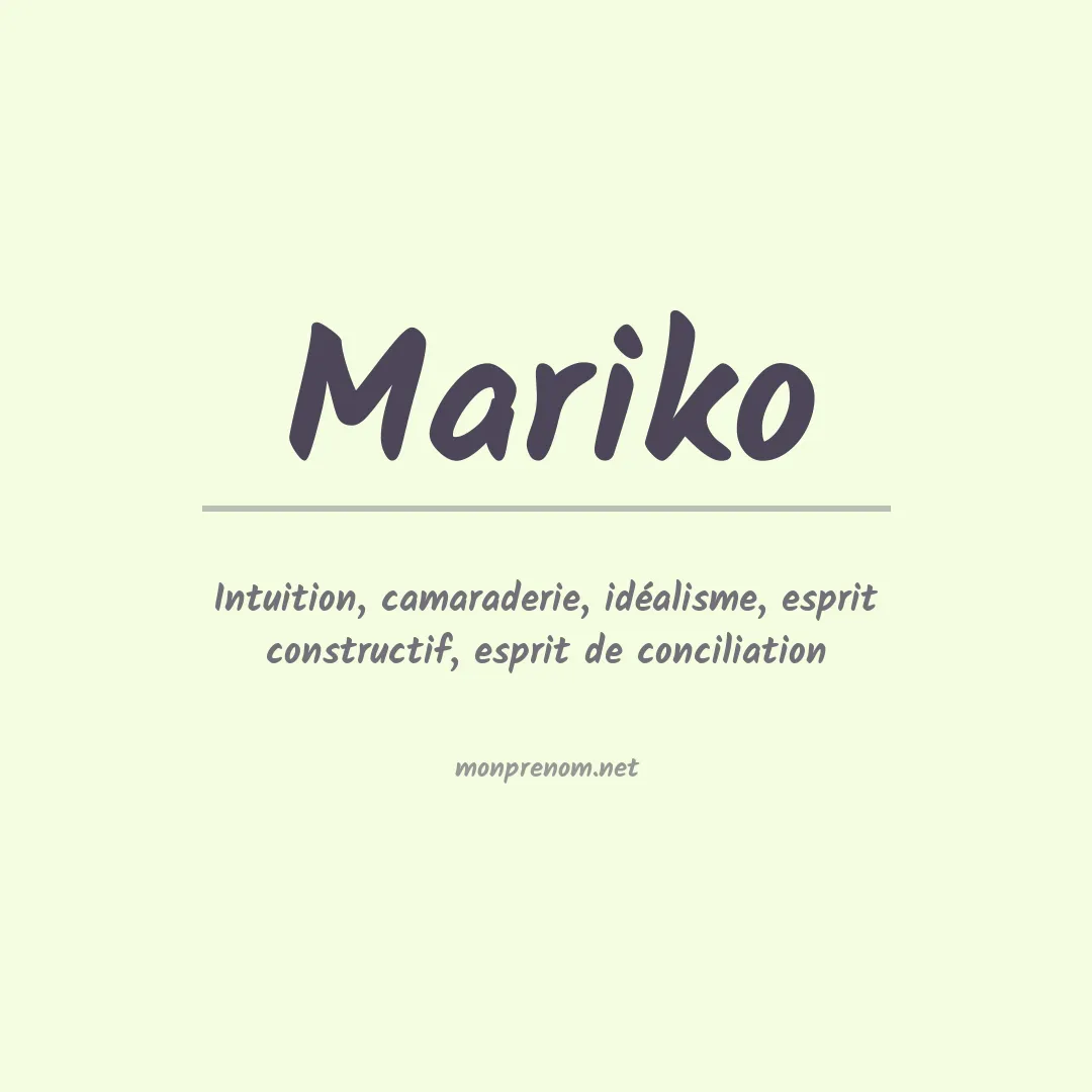 Signification du Prénom Mariko