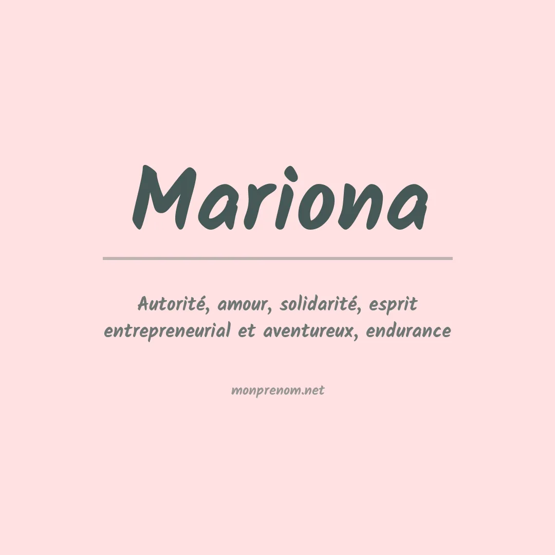 Signification du Prénom Mariona Signification du Prénom Mariona