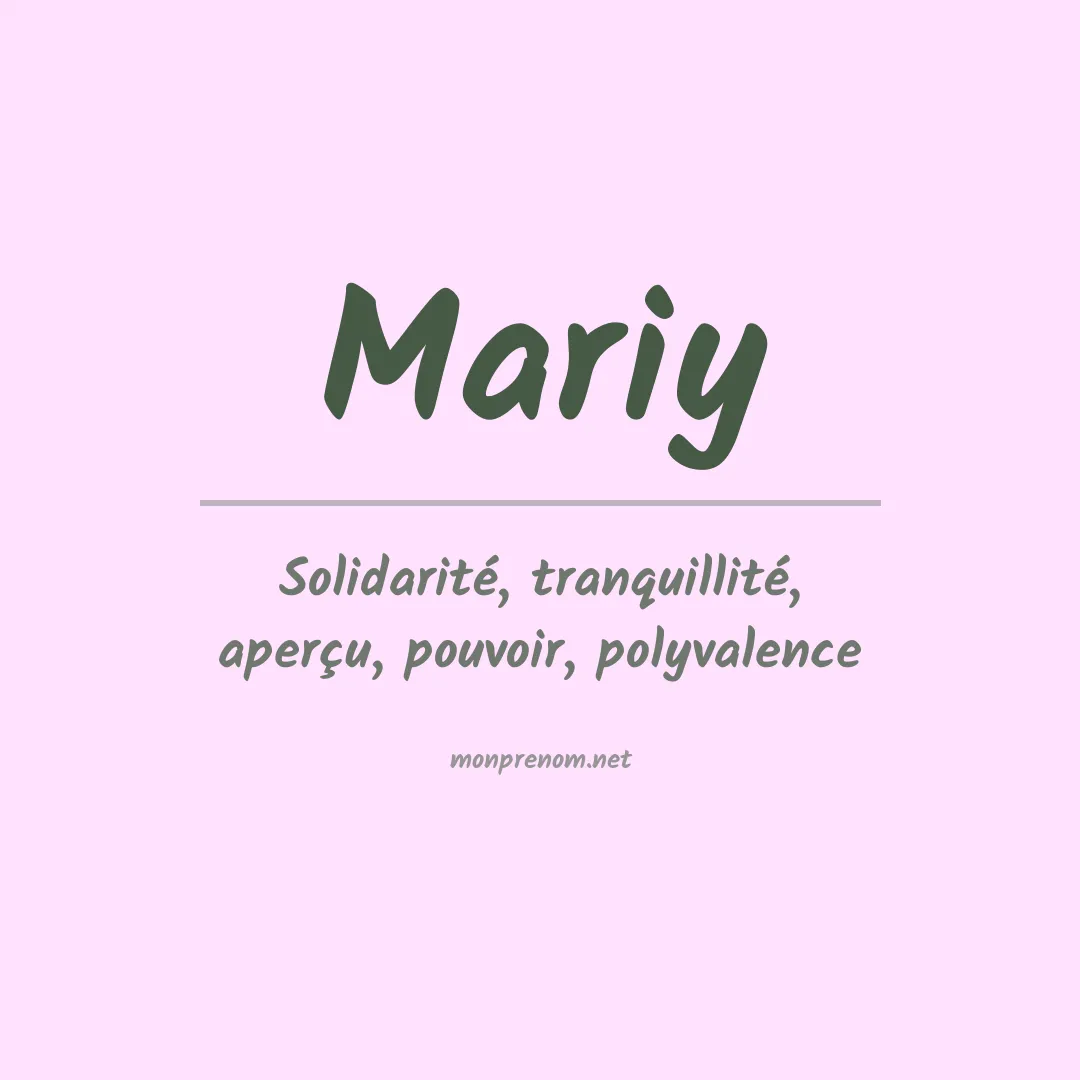 Signification du Prénom Mariy