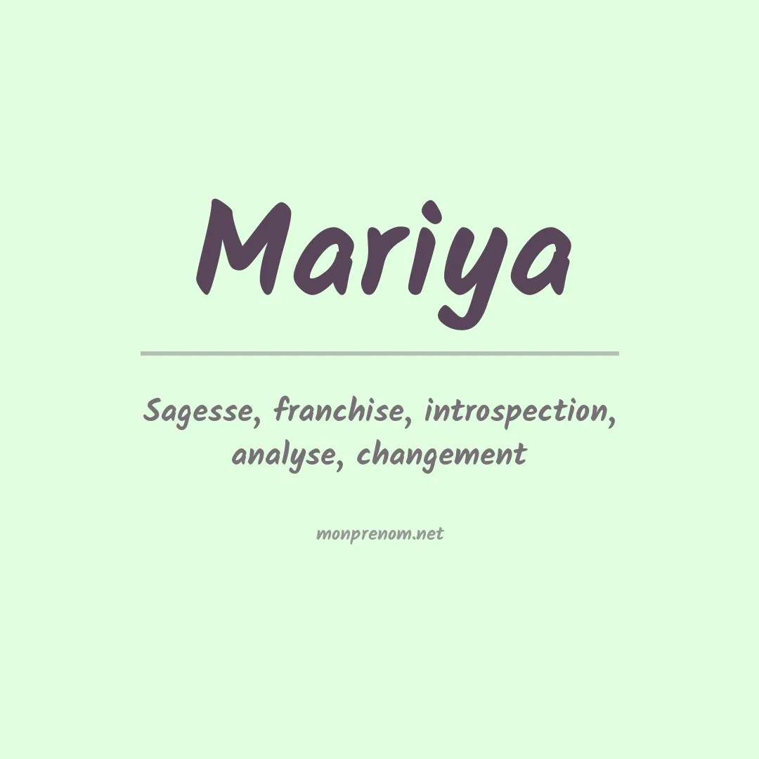 Signification du Prénom Mariya Signification du Prénom Mariya