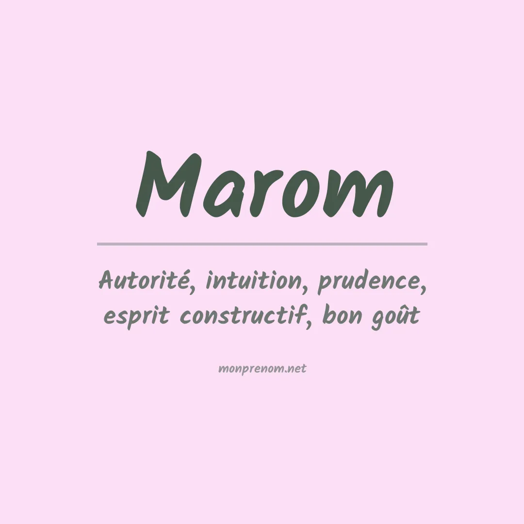 Signification du Prénom Marom