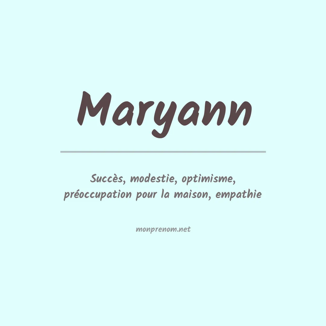 Signification du Prénom Maryann