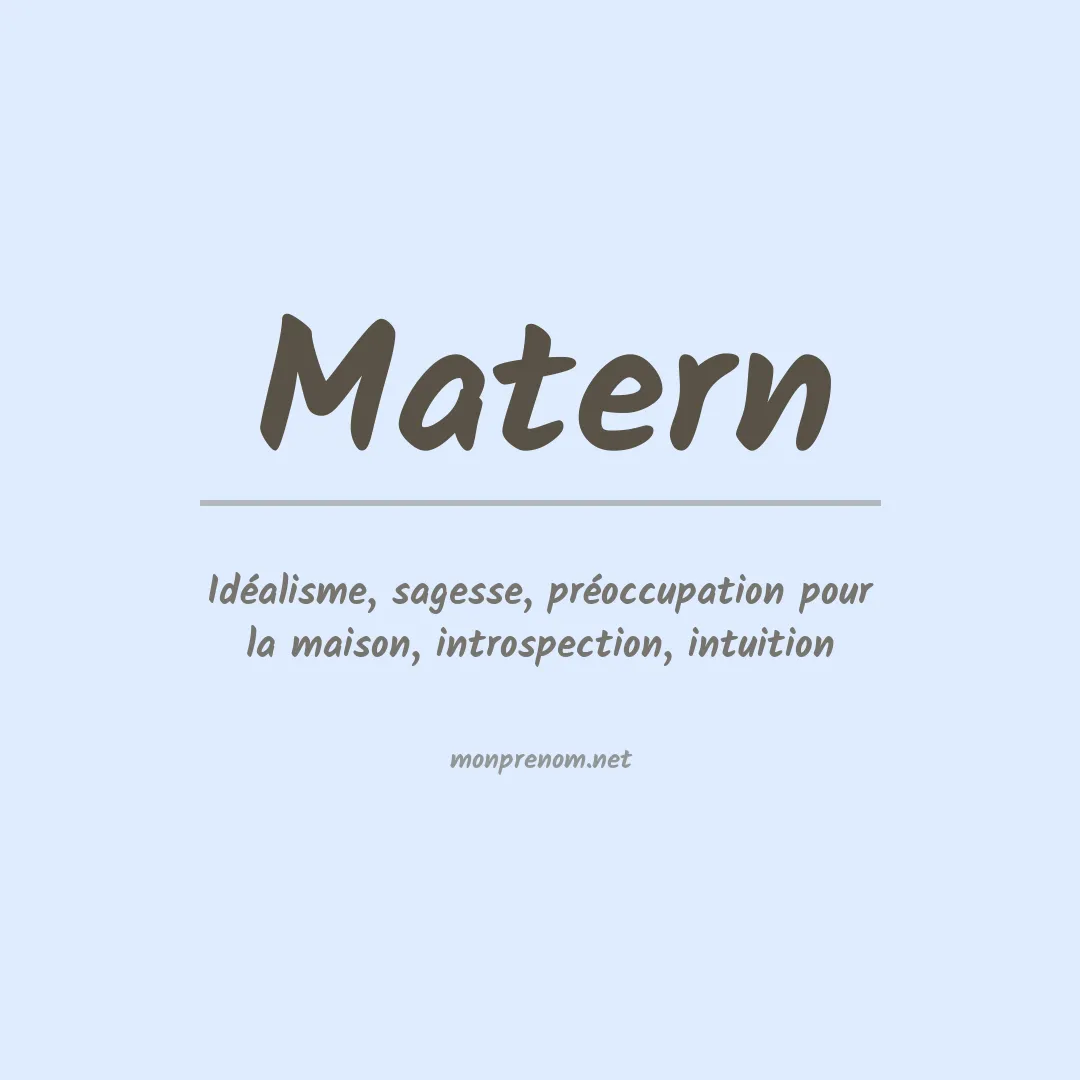 Signification du Prénom Matern