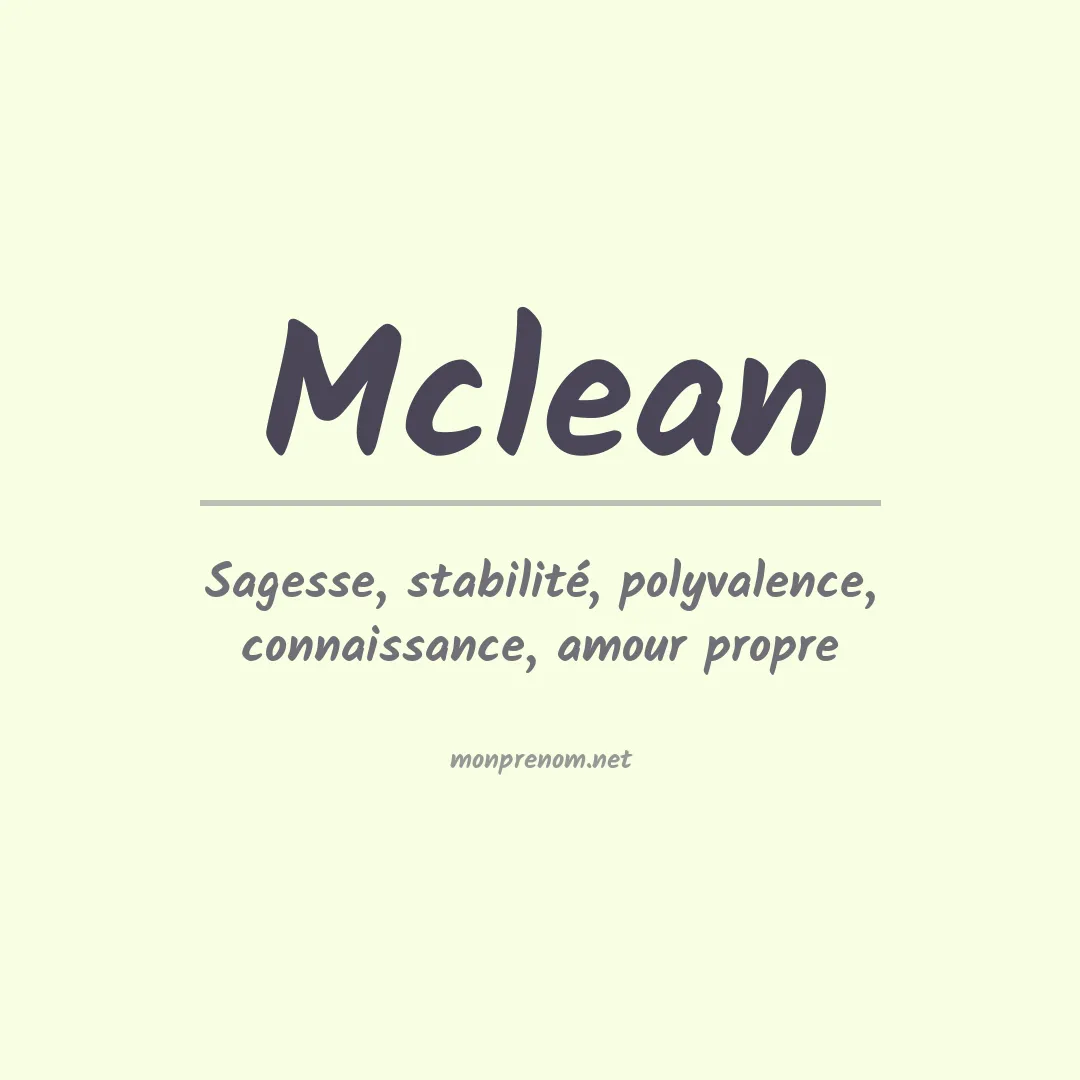 Signification du Prénom Mclean