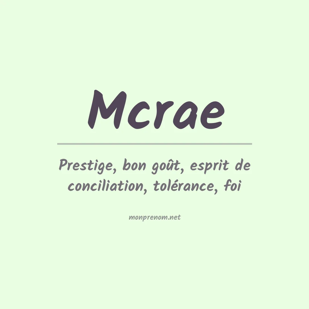 Signification du Prénom Mcrae