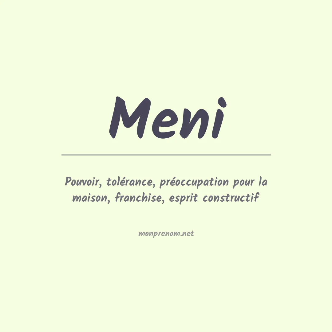 Signification du Prénom Meni Signification du Prénom Meni