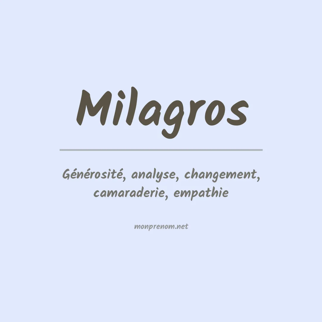 Signification du Prénom Milagros