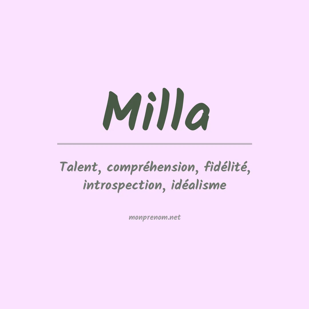 Signification du Prénom Milla