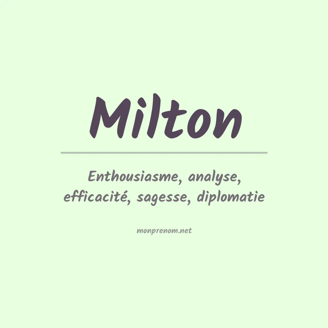 Signification du Prénom Milton