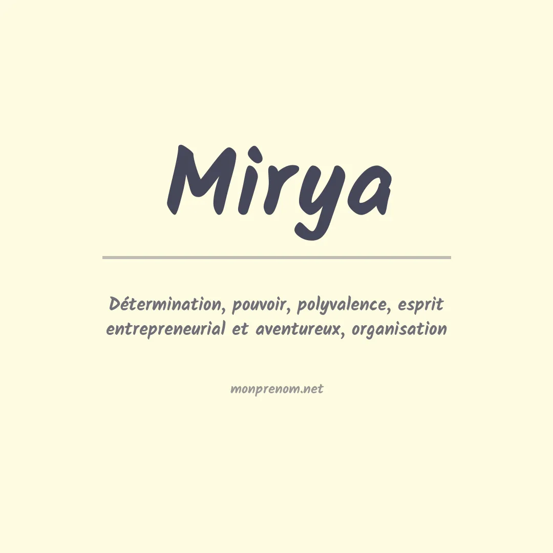 Signification du Prénom Mirya Signification du Prénom Mirya
