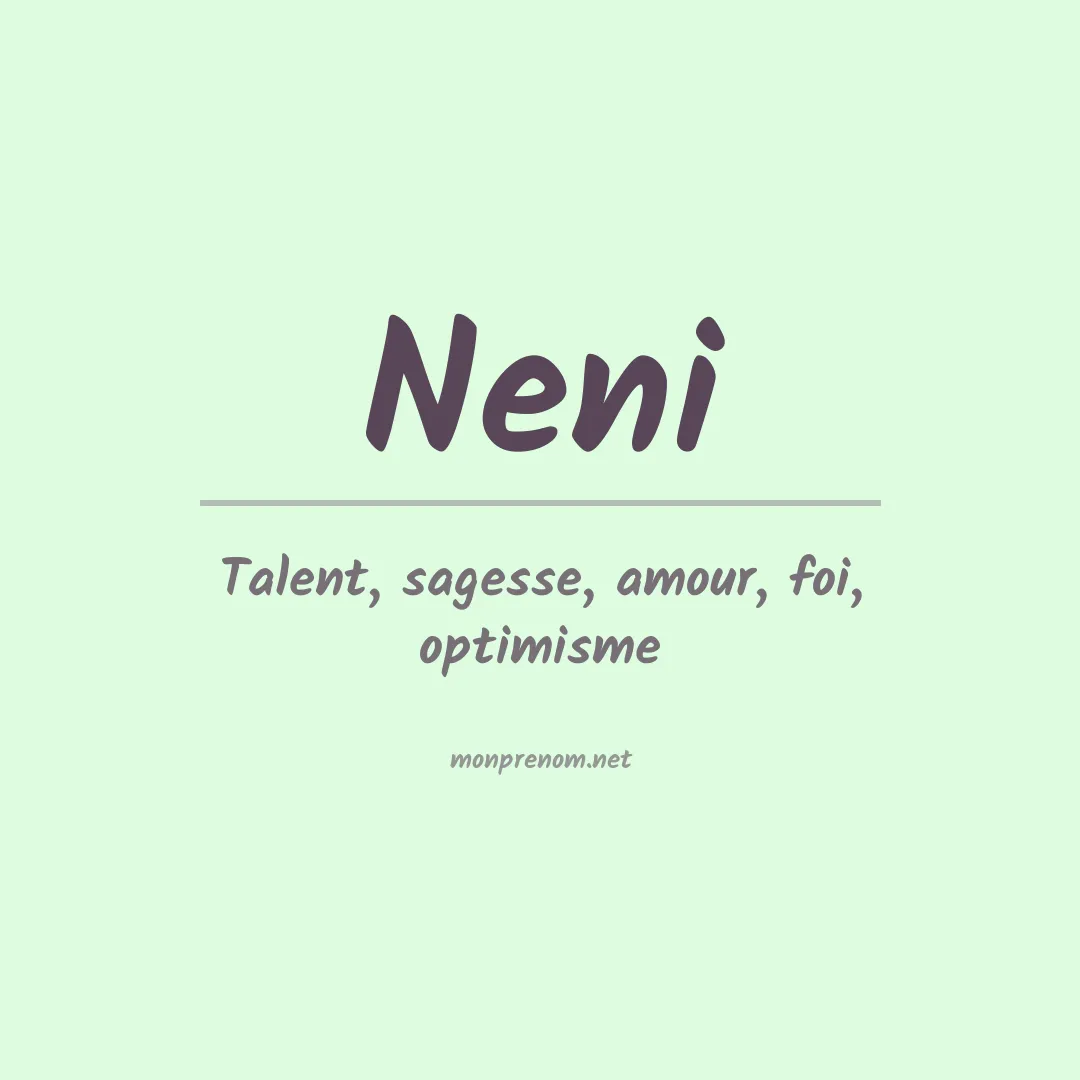 Signification du Prénom Neni Signification du Prénom Neni