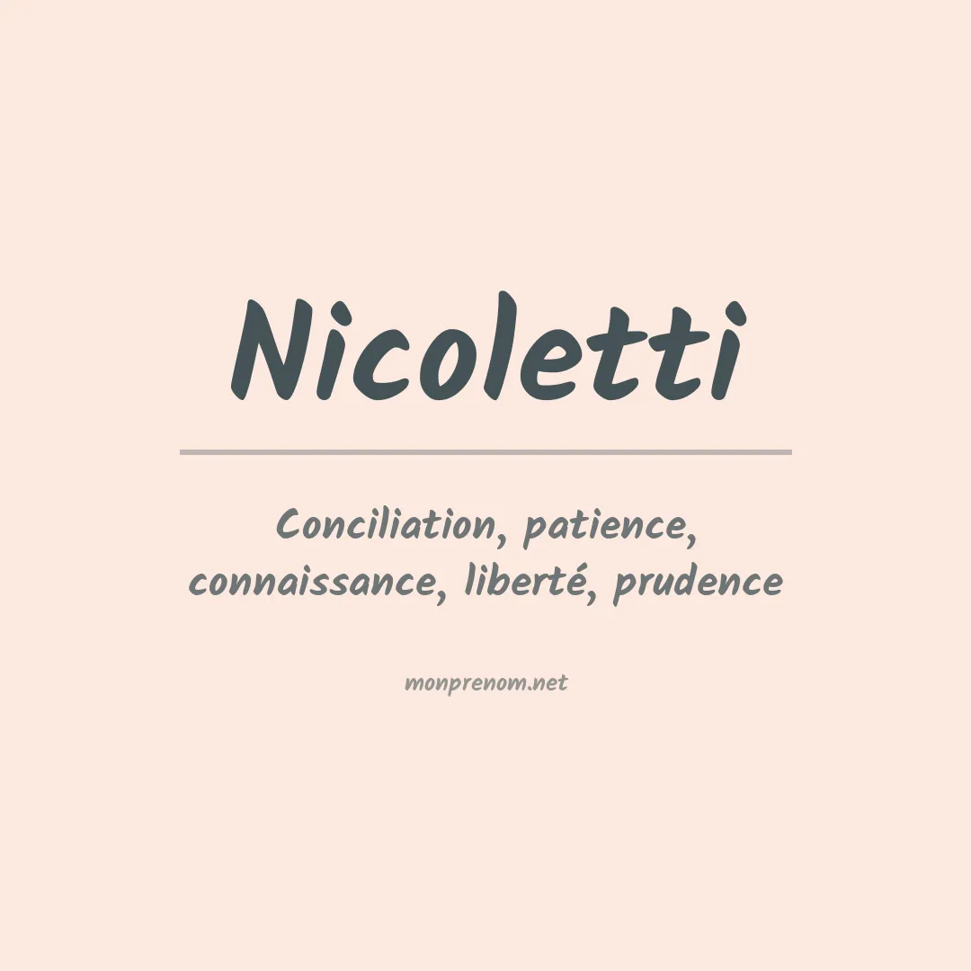 Signification du Prénom Nicoletti