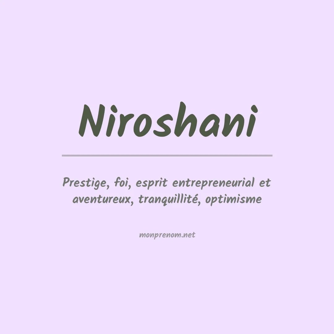 Signification du Prénom Niroshani Signification du Prénom Niroshani