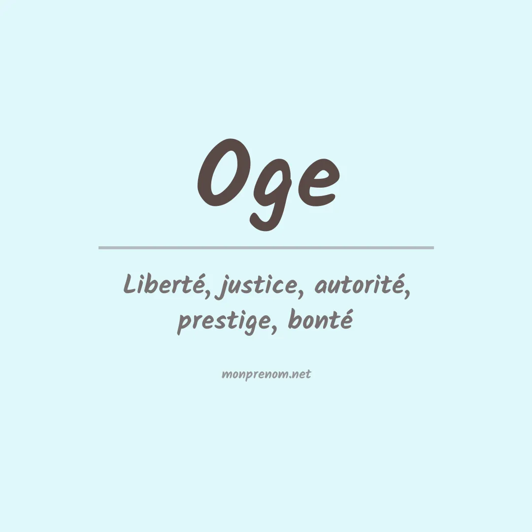 Signification du Prénom Oge Signification du Prénom Oge