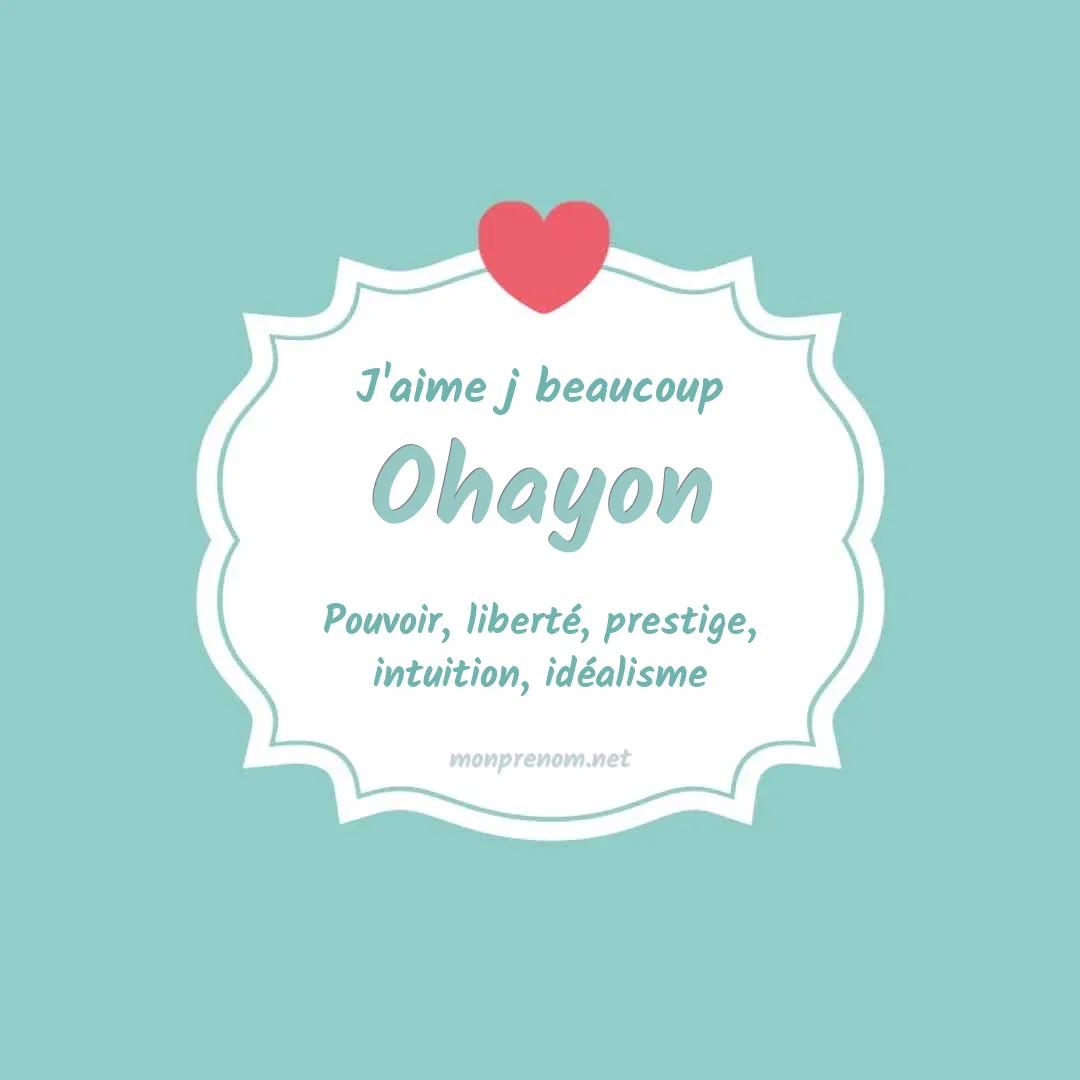 j'aime beaucoup Ohayon