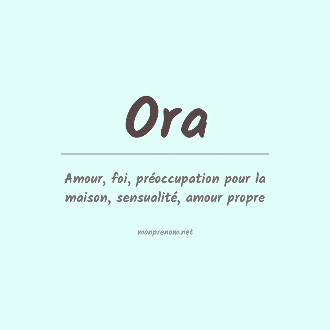 Signification du Prénom Ora Signification du Prénom Ora