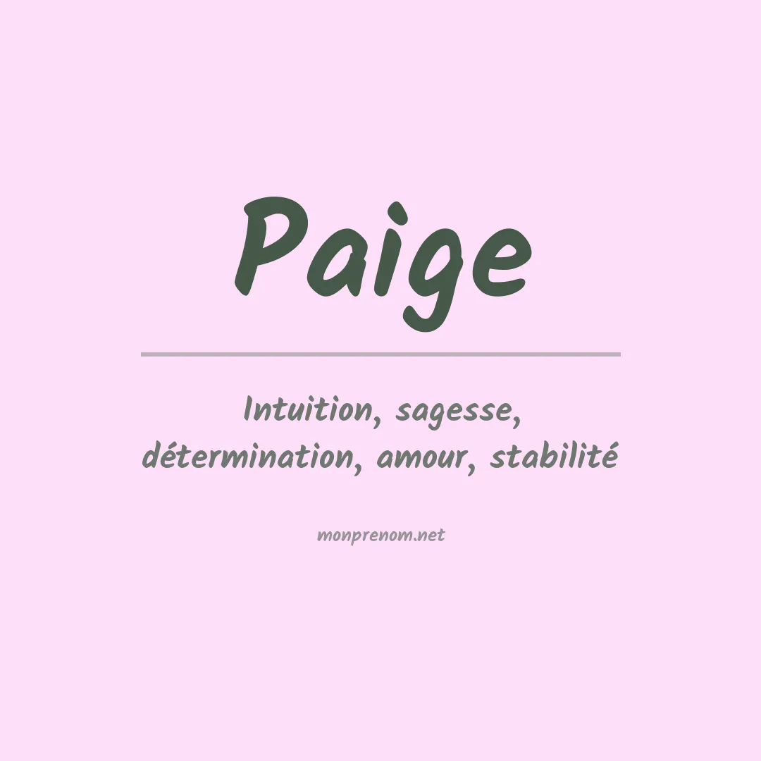 Signification du Prénom Paige