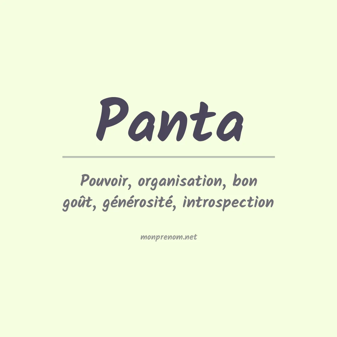 Signification du Prénom Panta Signification du Prénom Panta