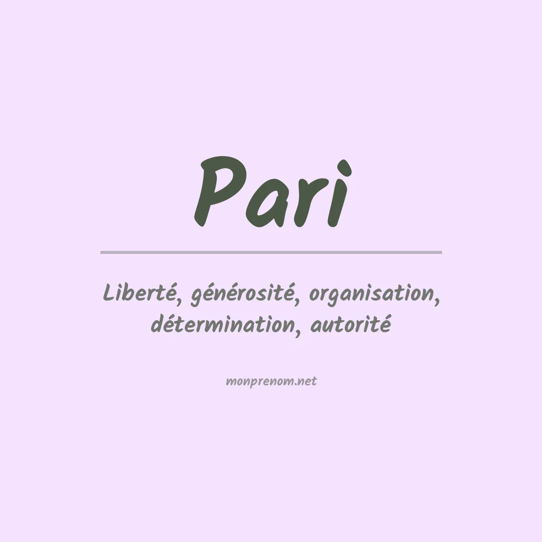 Signification du Prénom Pari