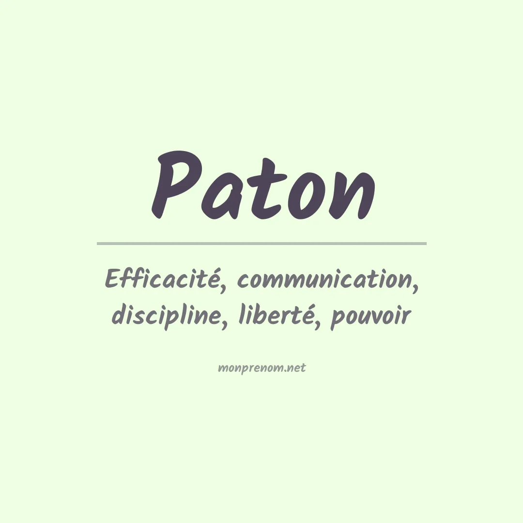 Signification du Prénom Paton