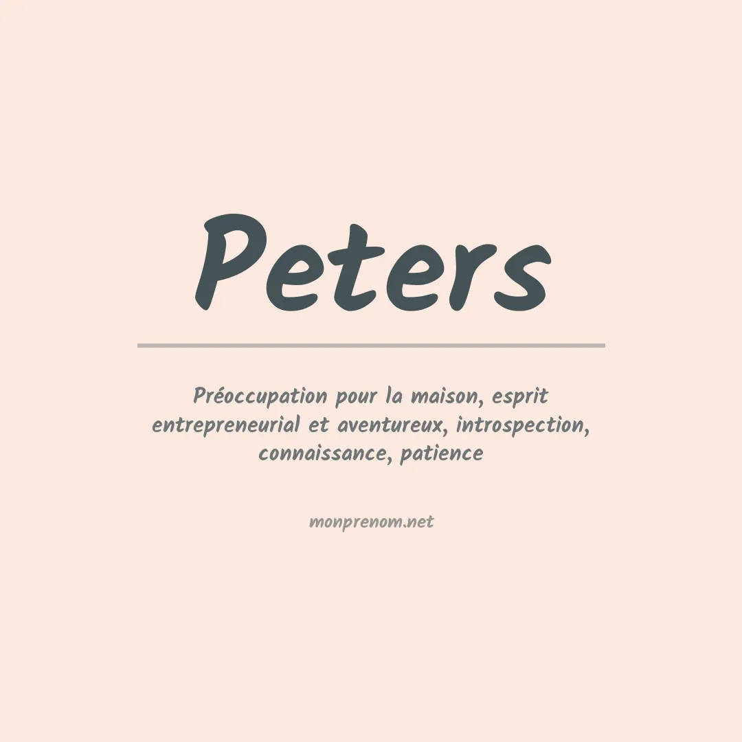 Signification du Prénom Peters
