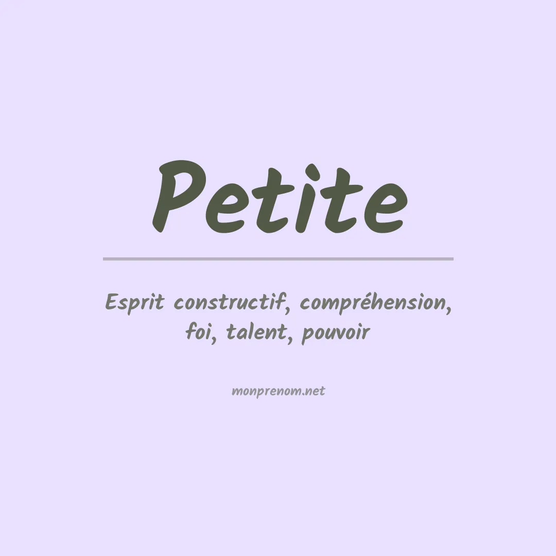 Signification du Prénom Petite