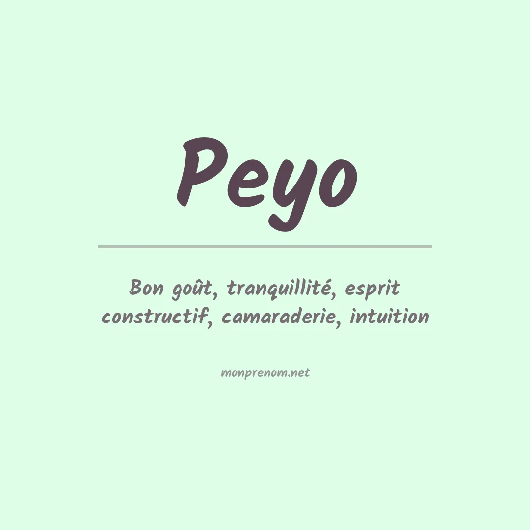 Signification du Prénom Peyo Signification du Prénom Peyo
