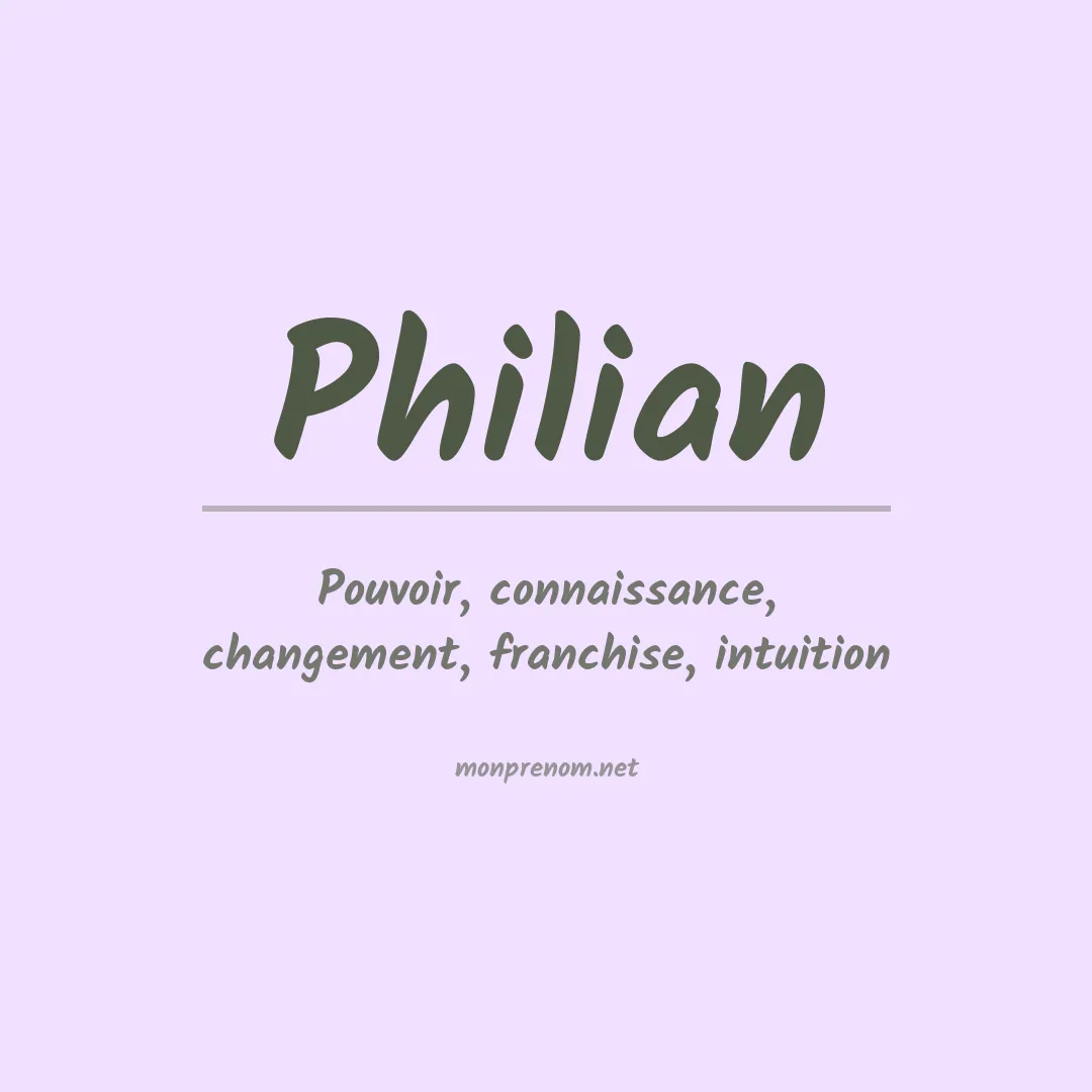 Signification du Prénom Philian Signification du Prénom Philian