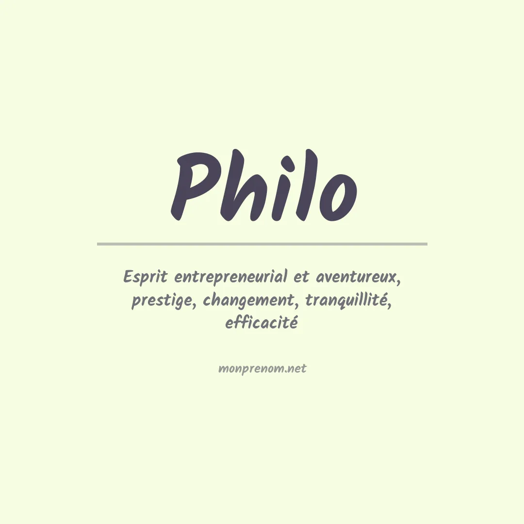 Signification du Prénom Philo