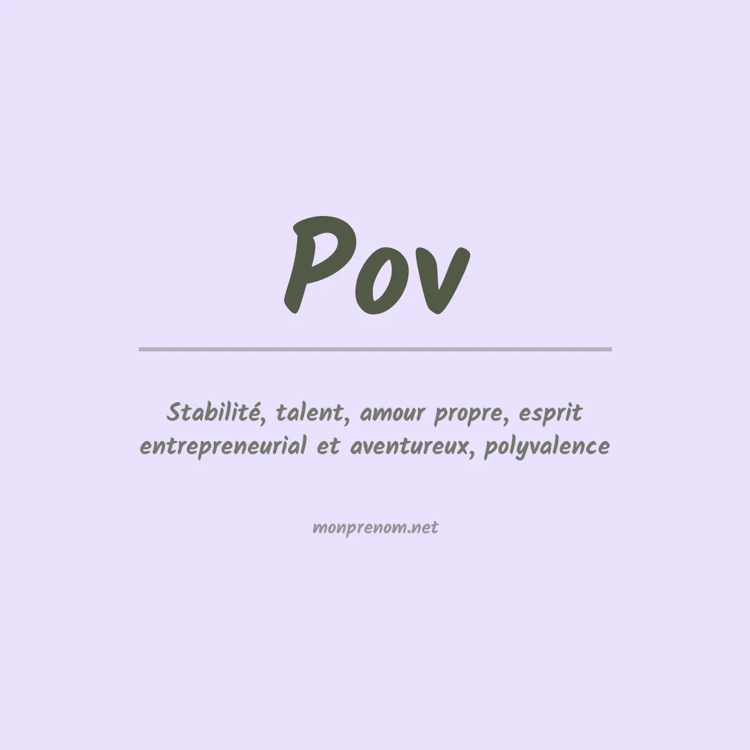 Signification du Prénom Pov Signification du Prénom Pov