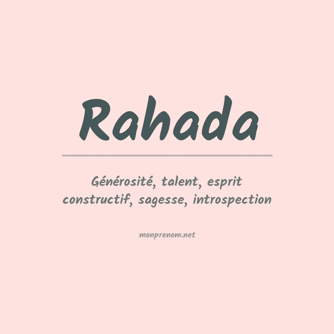 Signification du Prénom Rahada Signification du Prénom Rahada