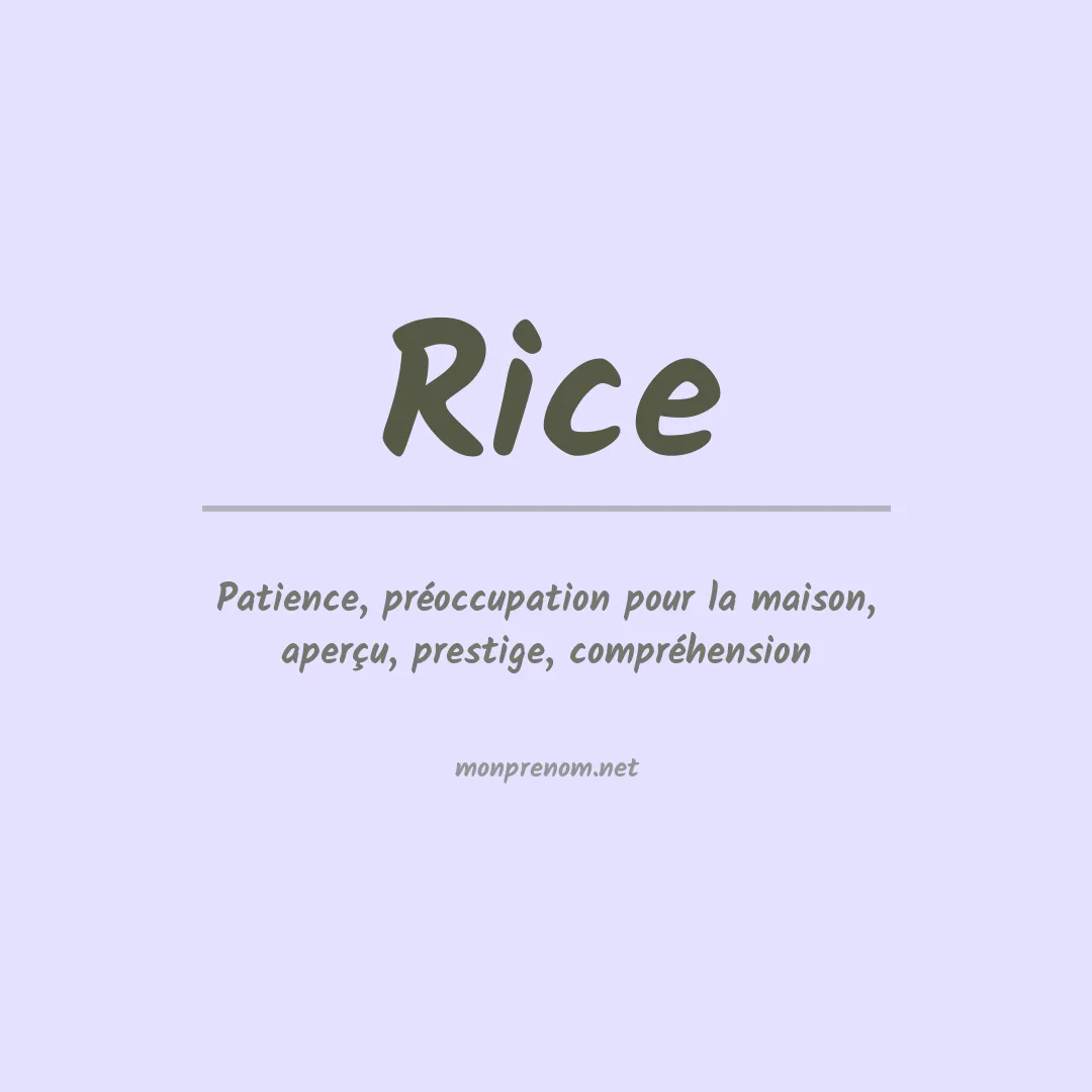 Signification du Prénom Rice