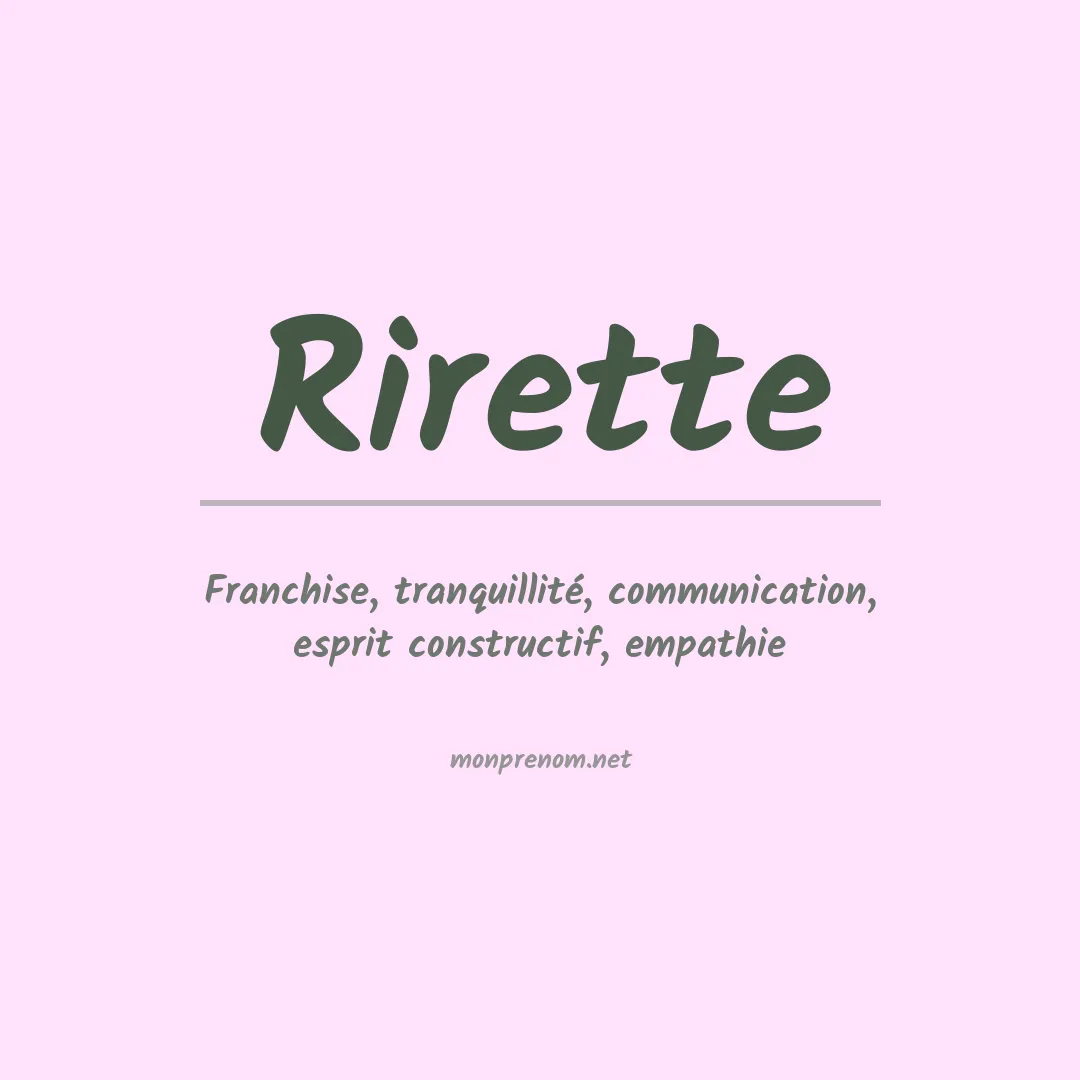Signification du Prénom Rirette Signification du Prénom Rirette