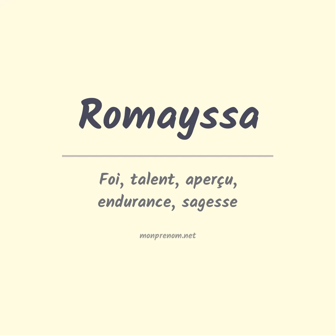 Signification du Prénom Romayssa Signification du Prénom Romayssa