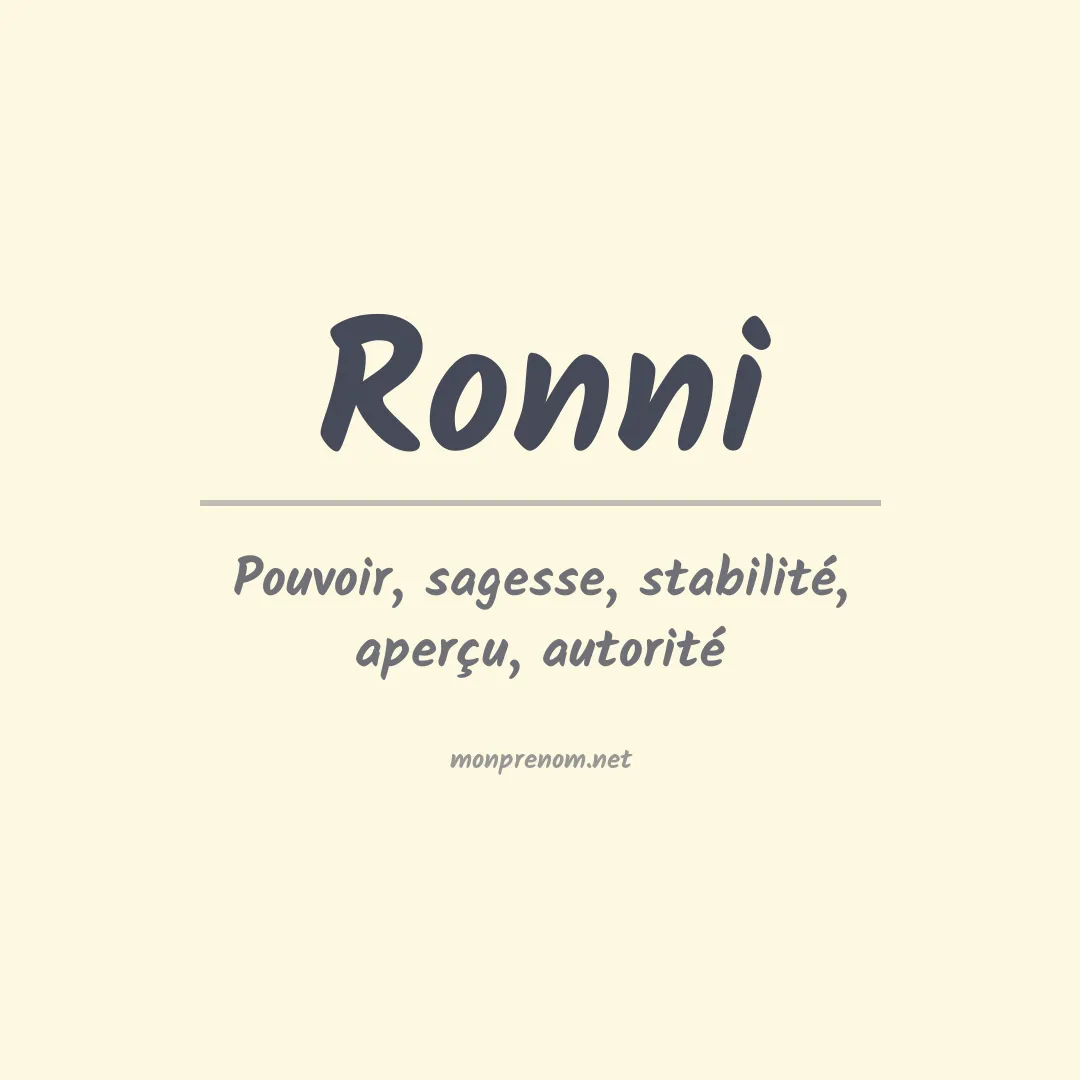 Signification du Prénom Ronni