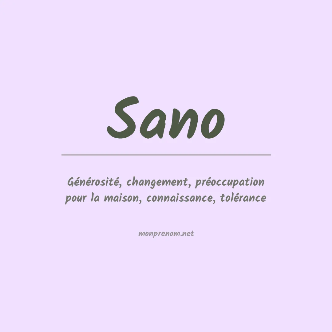 Signification du Prénom Sano