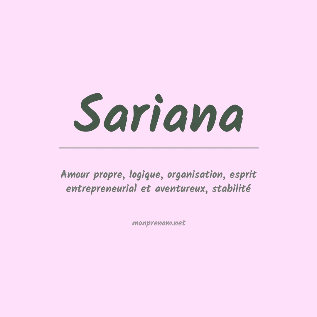 Signification du Prénom Sariana Signification du Prénom Sariana
