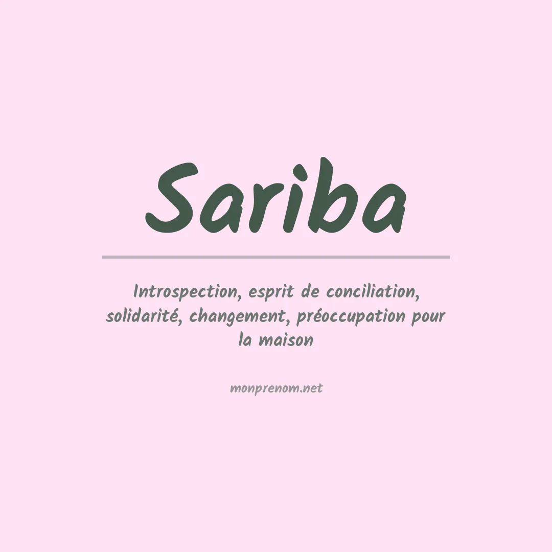 Signification du Prénom Sariba Signification du Prénom Sariba