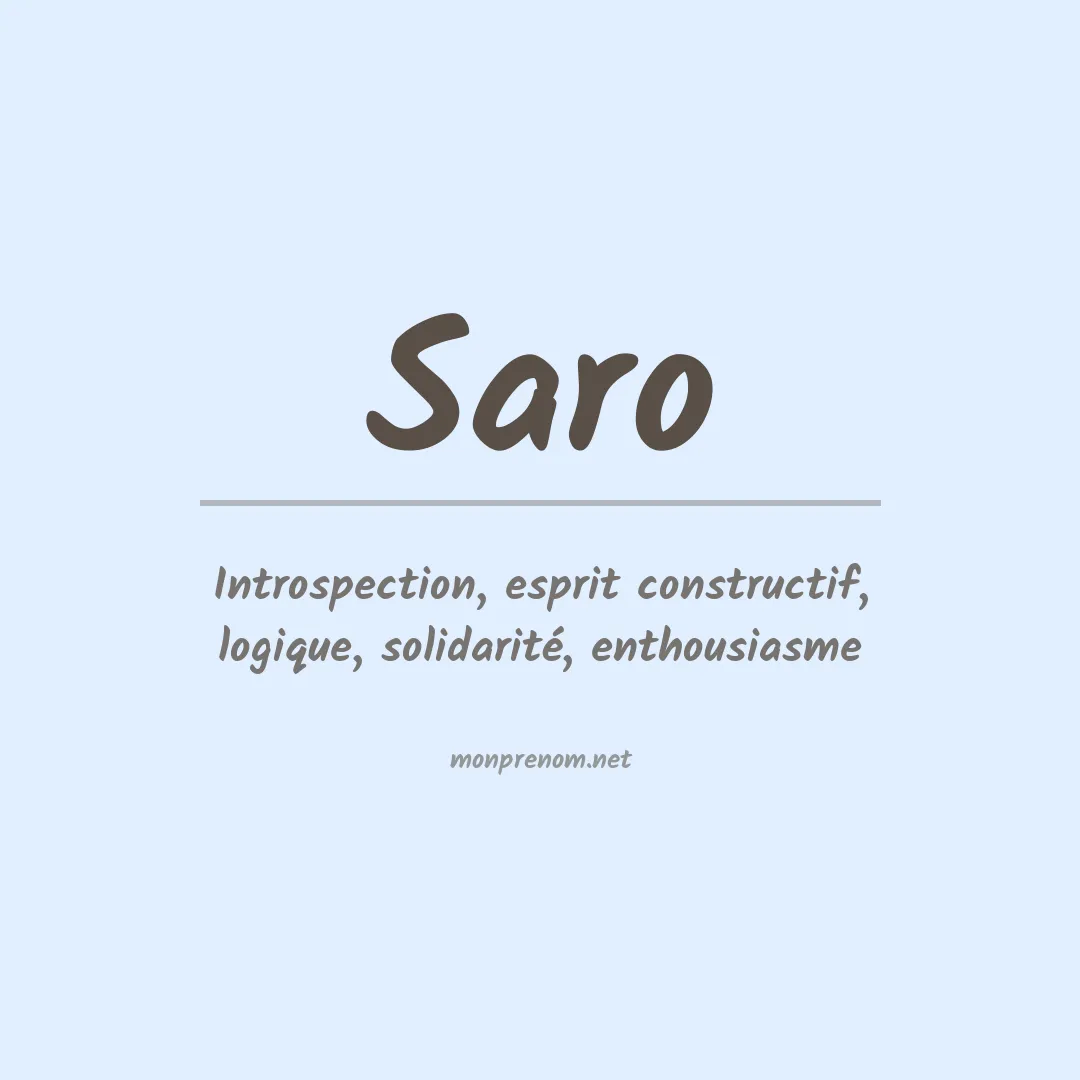 Signification du Prénom Saro Signification du Prénom Saro