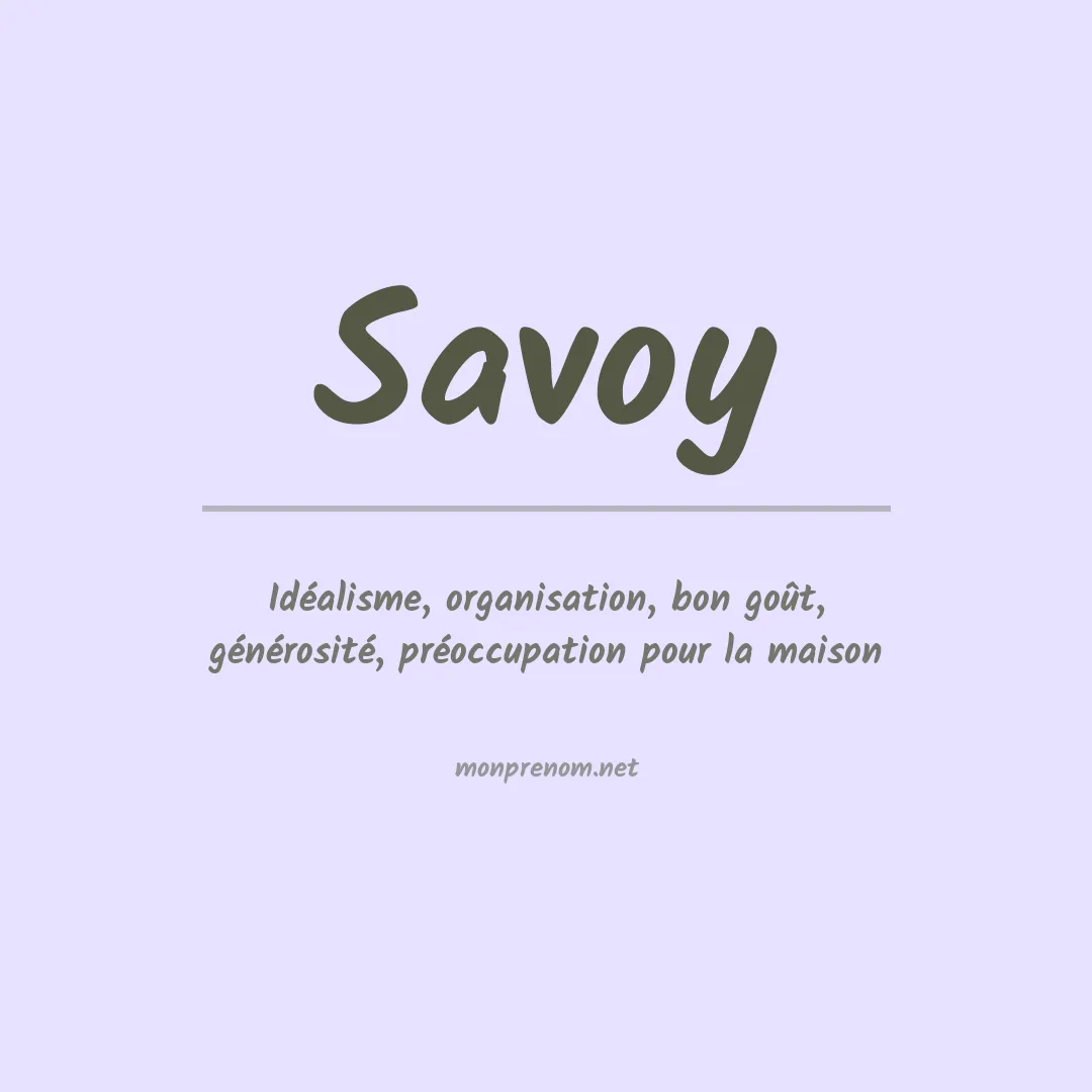 Signification du Prénom Savoy