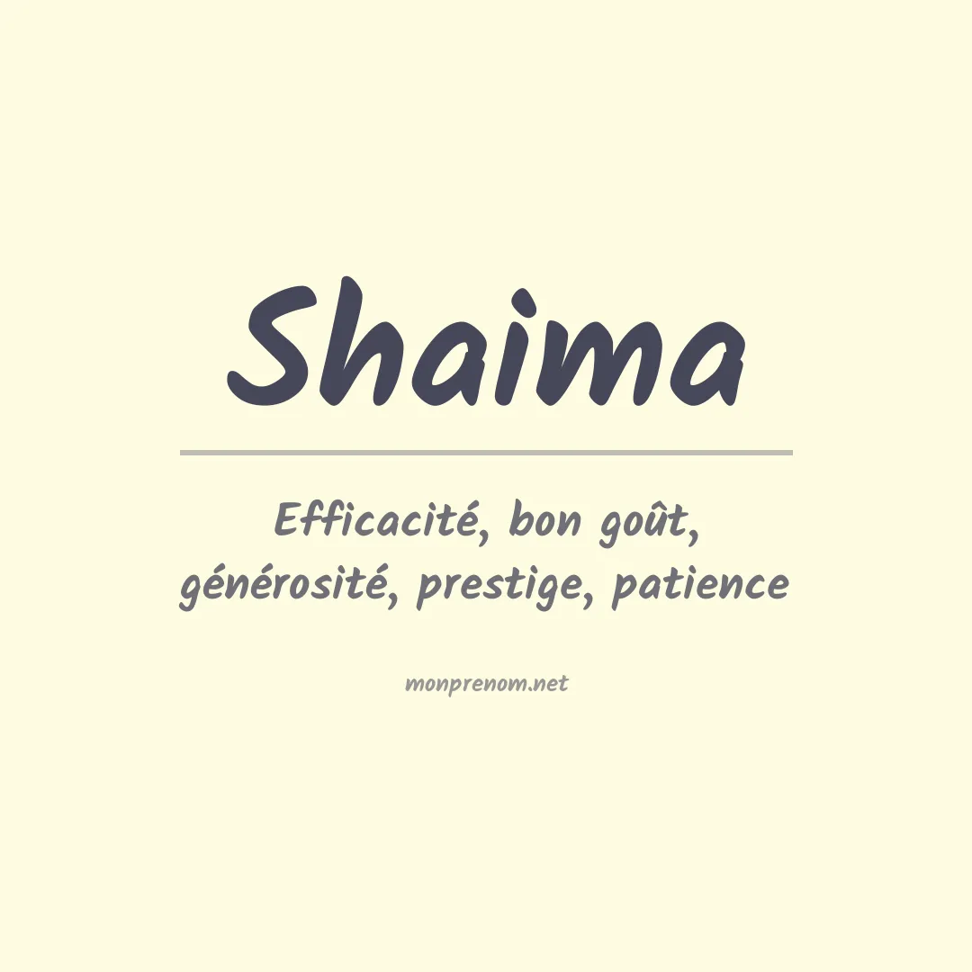 Signification du Prénom Shaima Signification du Prénom Shaima