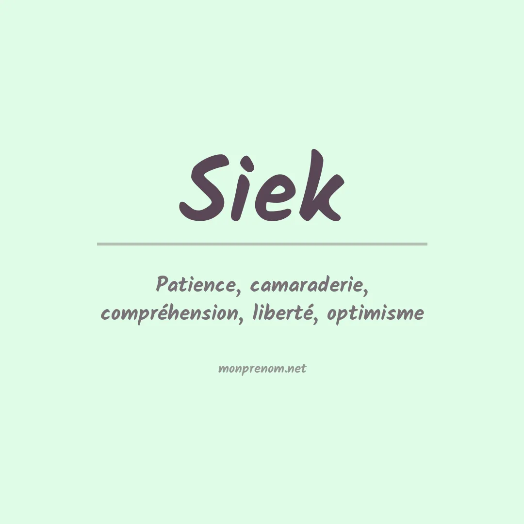 Signification du Prénom Siek