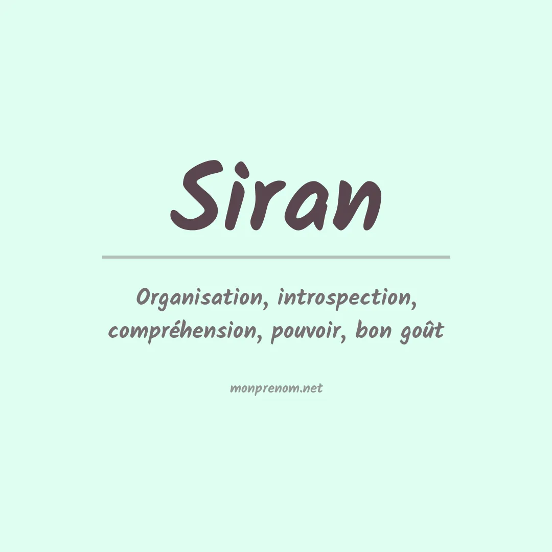 Signification du Prénom Siran Signification du Prénom Siran
