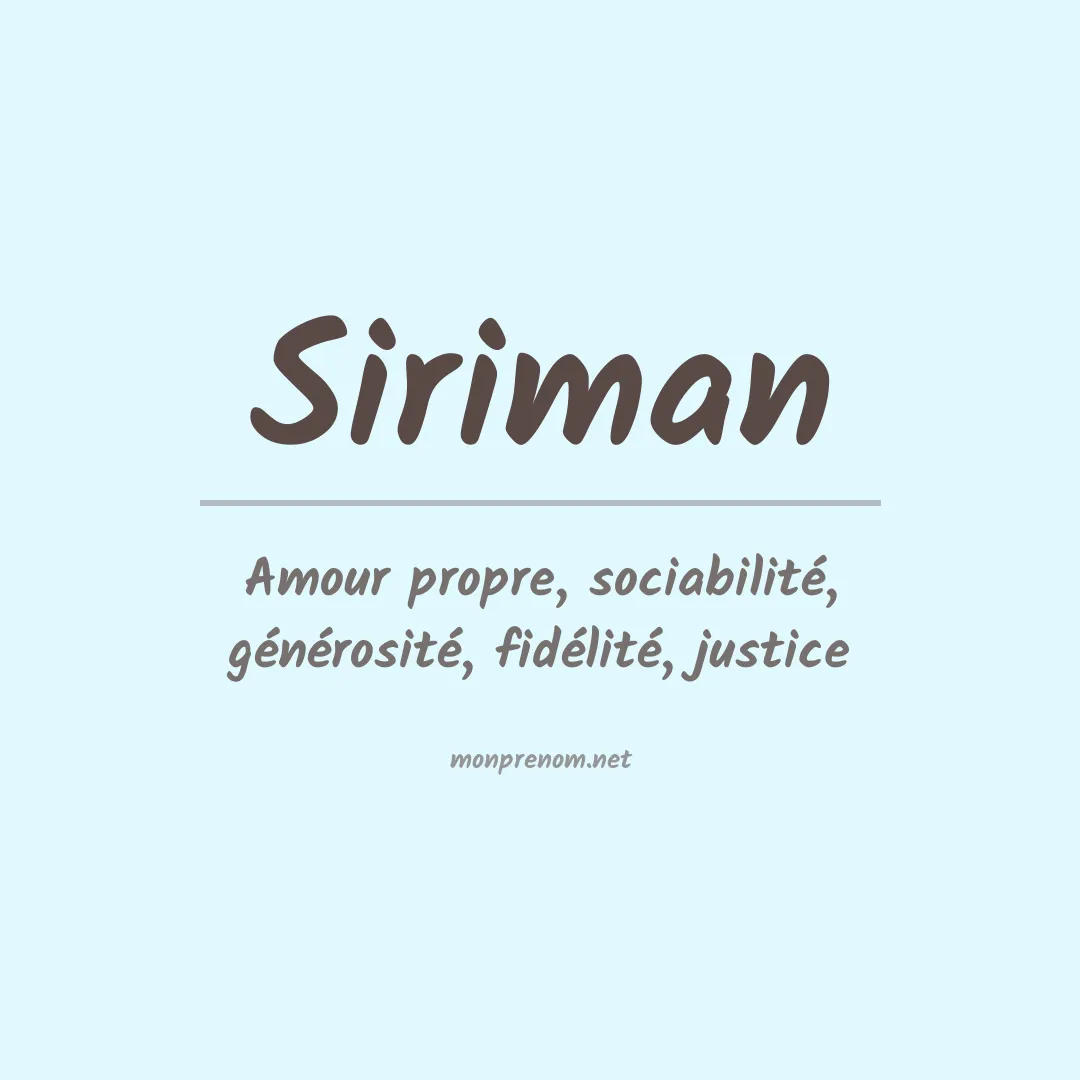 Signification du Prénom Siriman Signification du Prénom Siriman