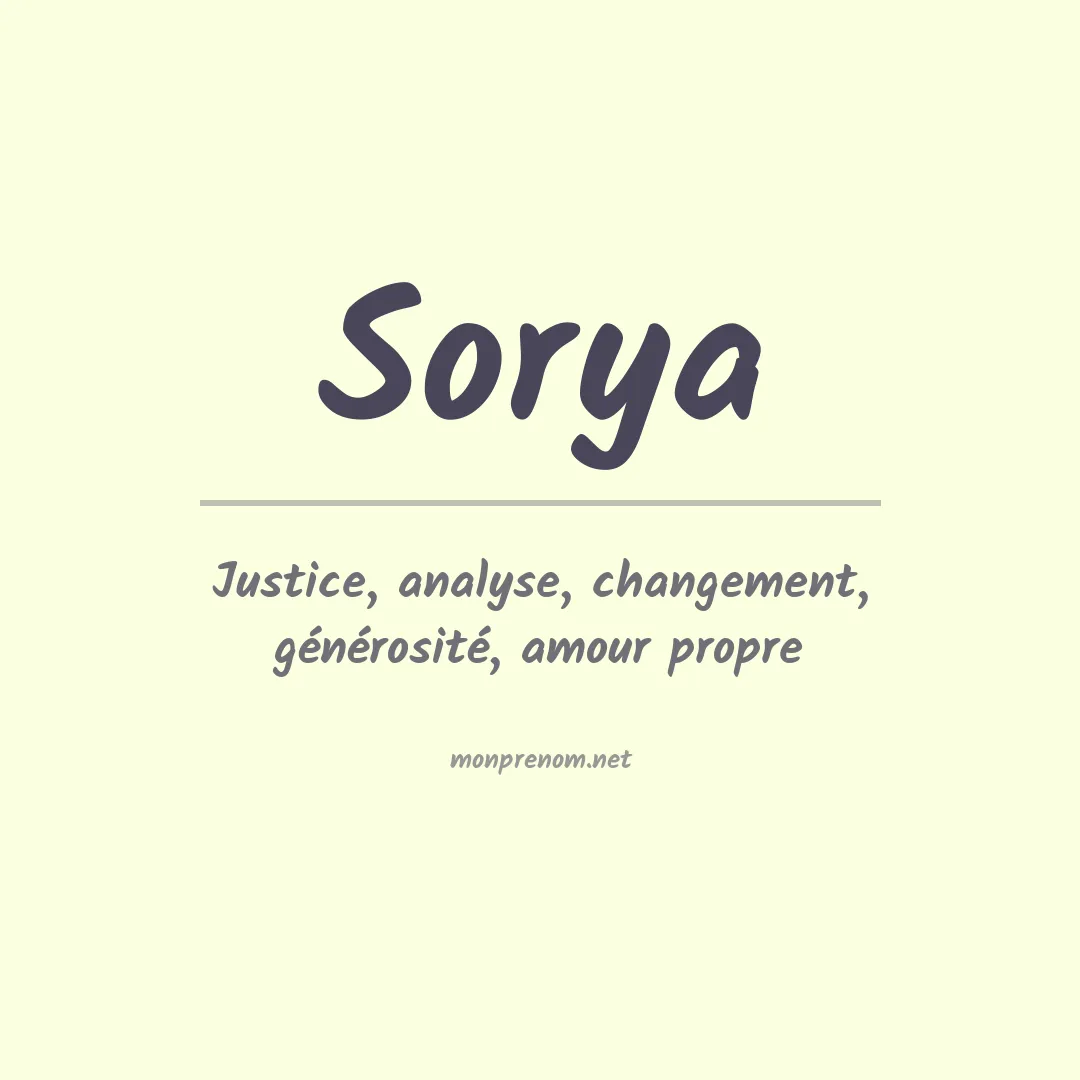 Signification du Prénom Sorya