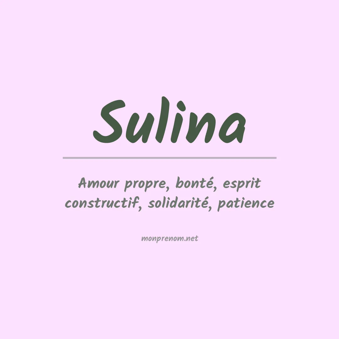 Signification du Prénom Sulina
