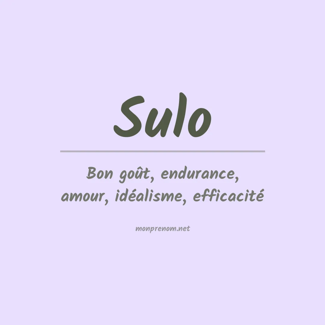 Signification du Prénom Sulo