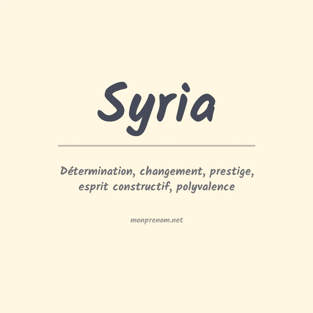 Signification du Prénom Syria Signification du Prénom Syria
