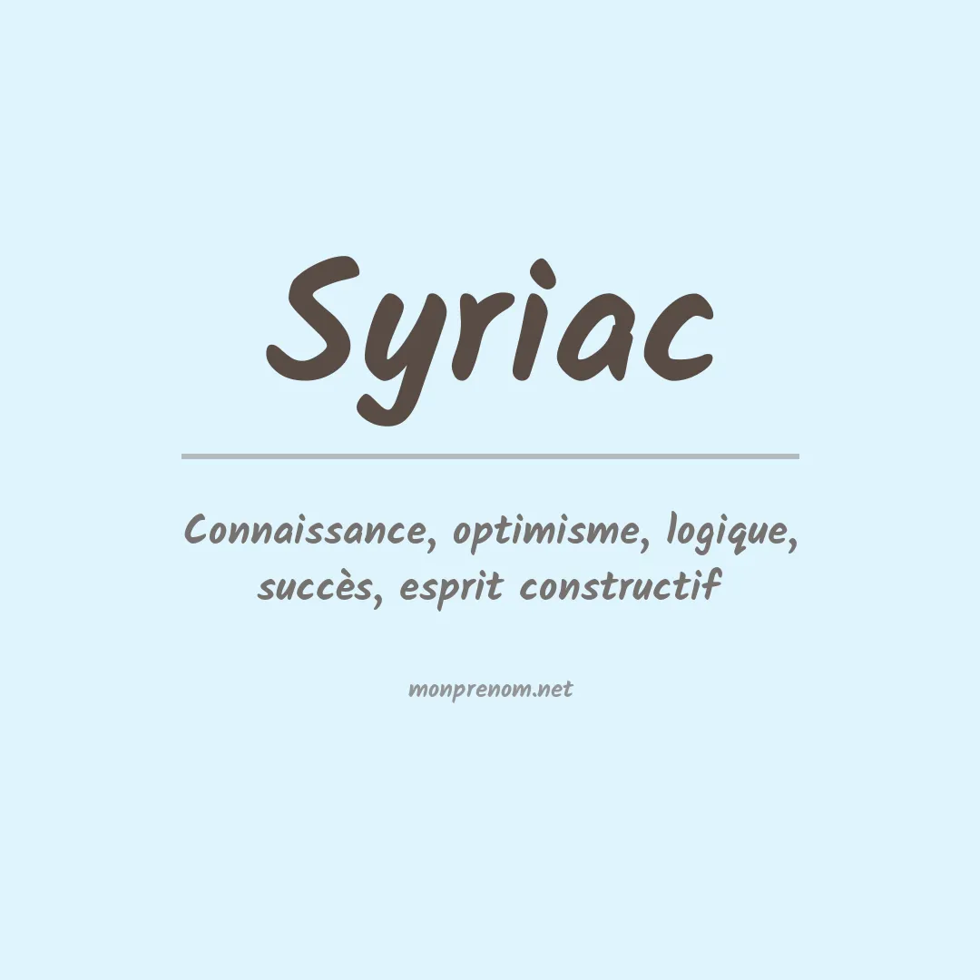 Signification du Prénom Syriac Signification du Prénom Syriac